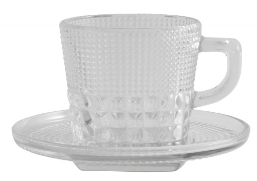 1130-FILIŻANKA ZE SPODKIEM Z GRAWEROWANEGO SZKŁA NORDAL poj. 200 ml